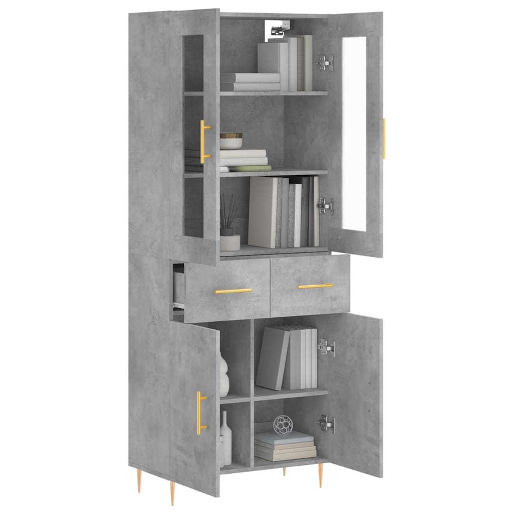 vidaXL Witrynka, szarość betonu 69,5x34x180 cm materiał drewnopochodny