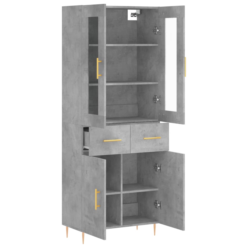 vidaXL Witrynka, szarość betonu 69,5x34x180 cm materiał drewnopochodny