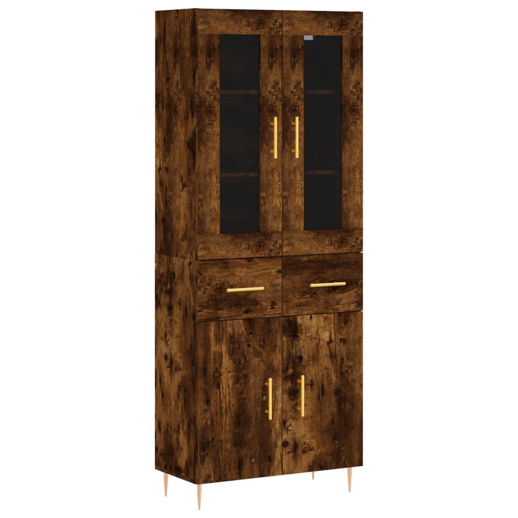vidaXL Witrynka przydymiony dąb 69,5x34x180 cm materiał drewnopochodny