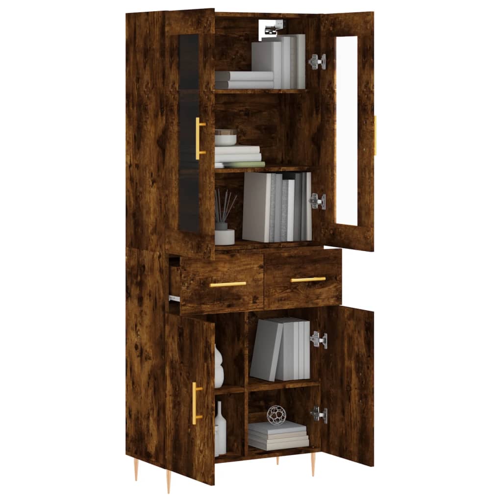 vidaXL Witrynka przydymiony dąb 69,5x34x180 cm materiał drewnopochodny