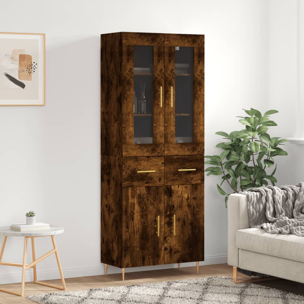 vidaXL Witrynka przydymiony dąb 69,5x34x180 cm materiał drewnopochodny