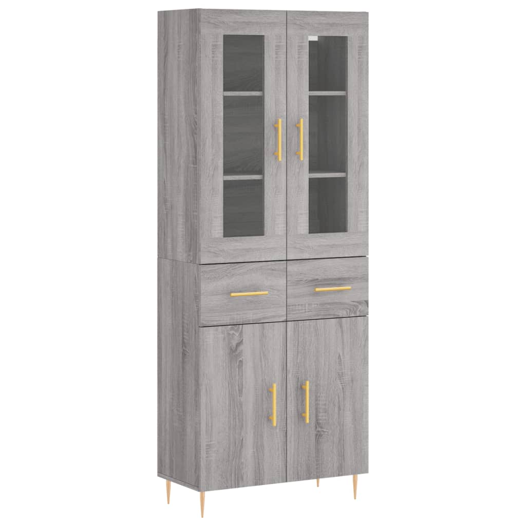 vidaXL Witrynka szary dąb sonoma 69,5x34x180cm materiał drewnopochodny