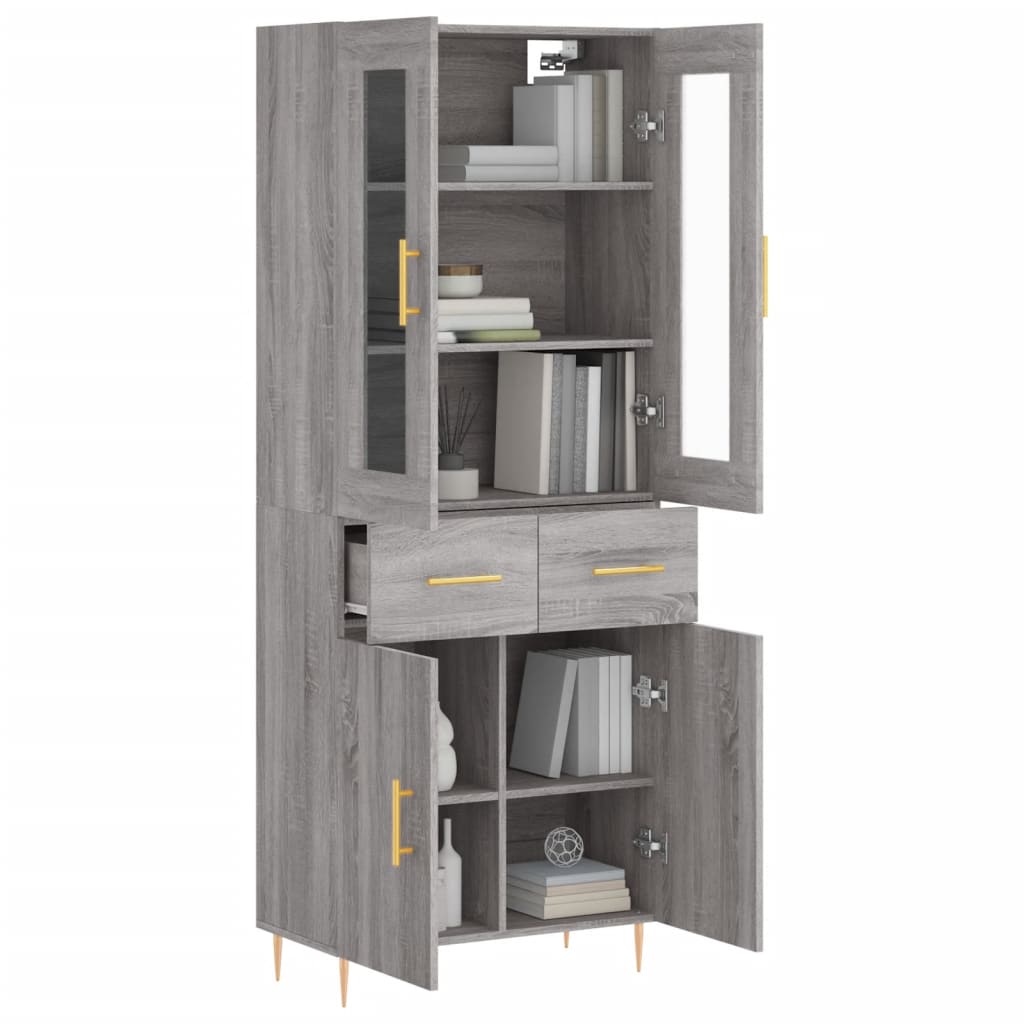 vidaXL Witrynka szary dąb sonoma 69,5x34x180cm materiał drewnopochodny