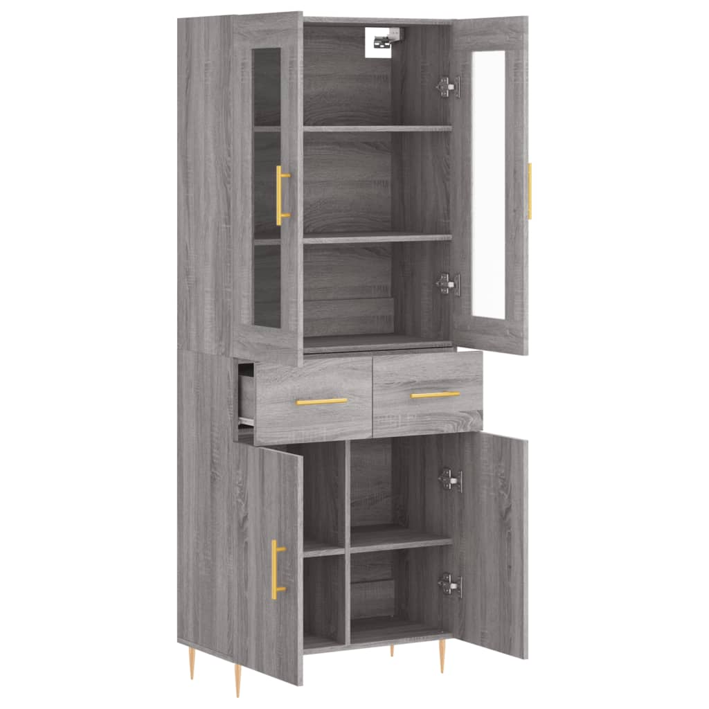 vidaXL Witrynka szary dąb sonoma 69,5x34x180cm materiał drewnopochodny