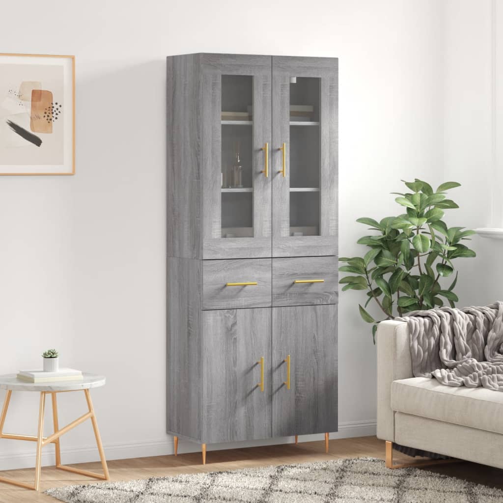 vidaXL Witrynka szary dąb sonoma 69,5x34x180cm materiał drewnopochodny