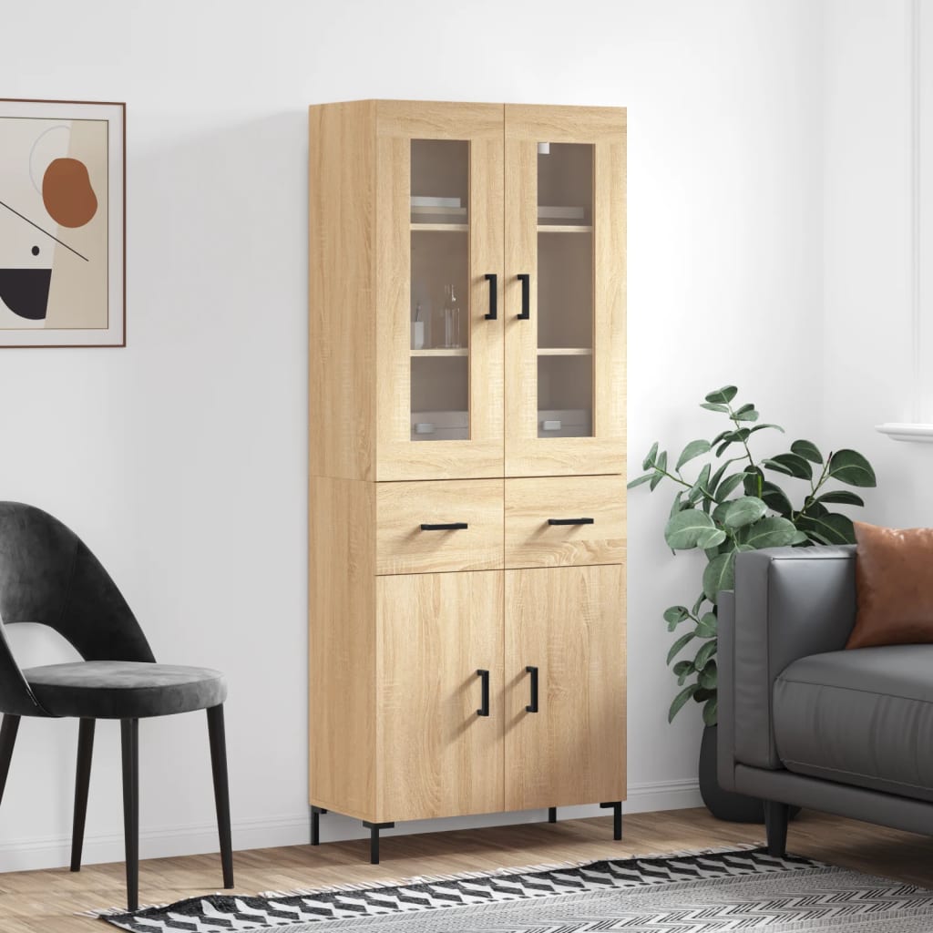 vidaXL Witrynka, dąb sonoma, 69,5x34x180 cm, materiał drewnopochodny