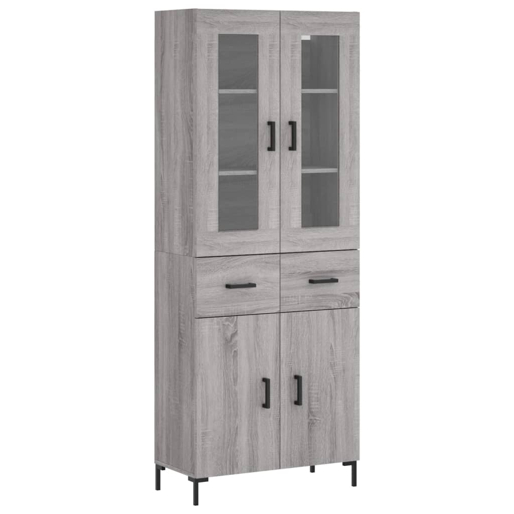 vidaXL Witrynka szary dąb sonoma 69,5x34x180cm materiał drewnopochodny