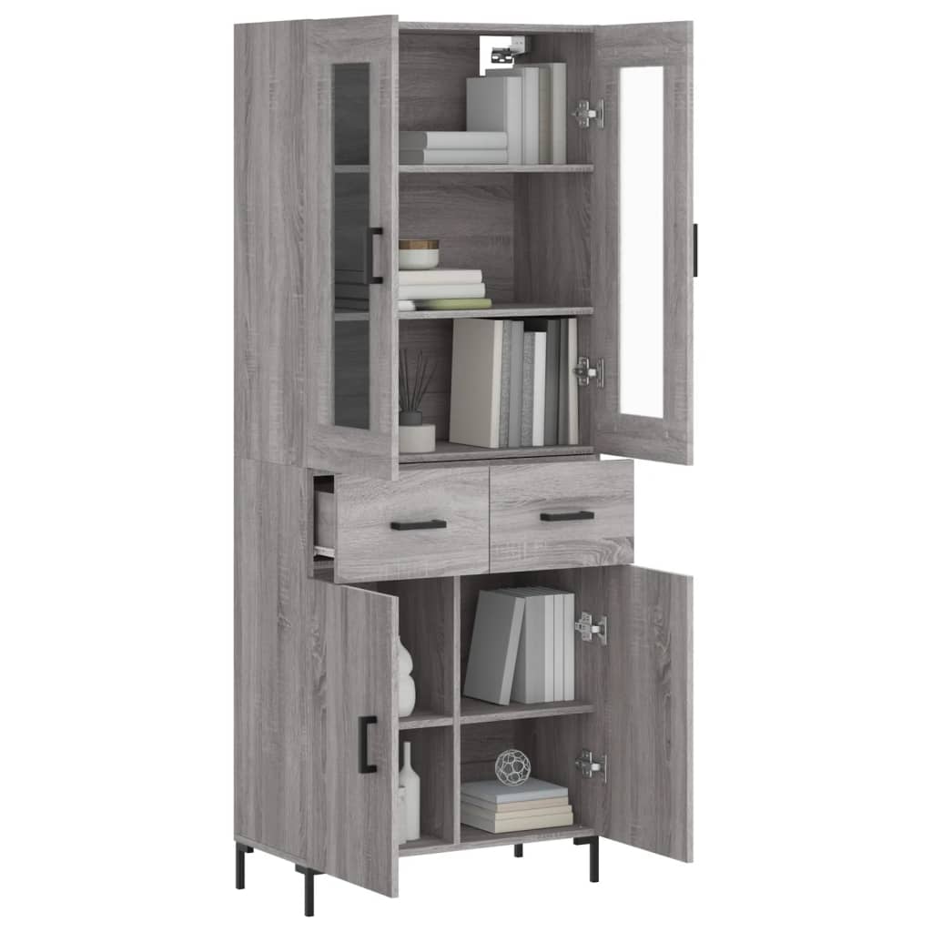 vidaXL Witrynka szary dąb sonoma 69,5x34x180cm materiał drewnopochodny