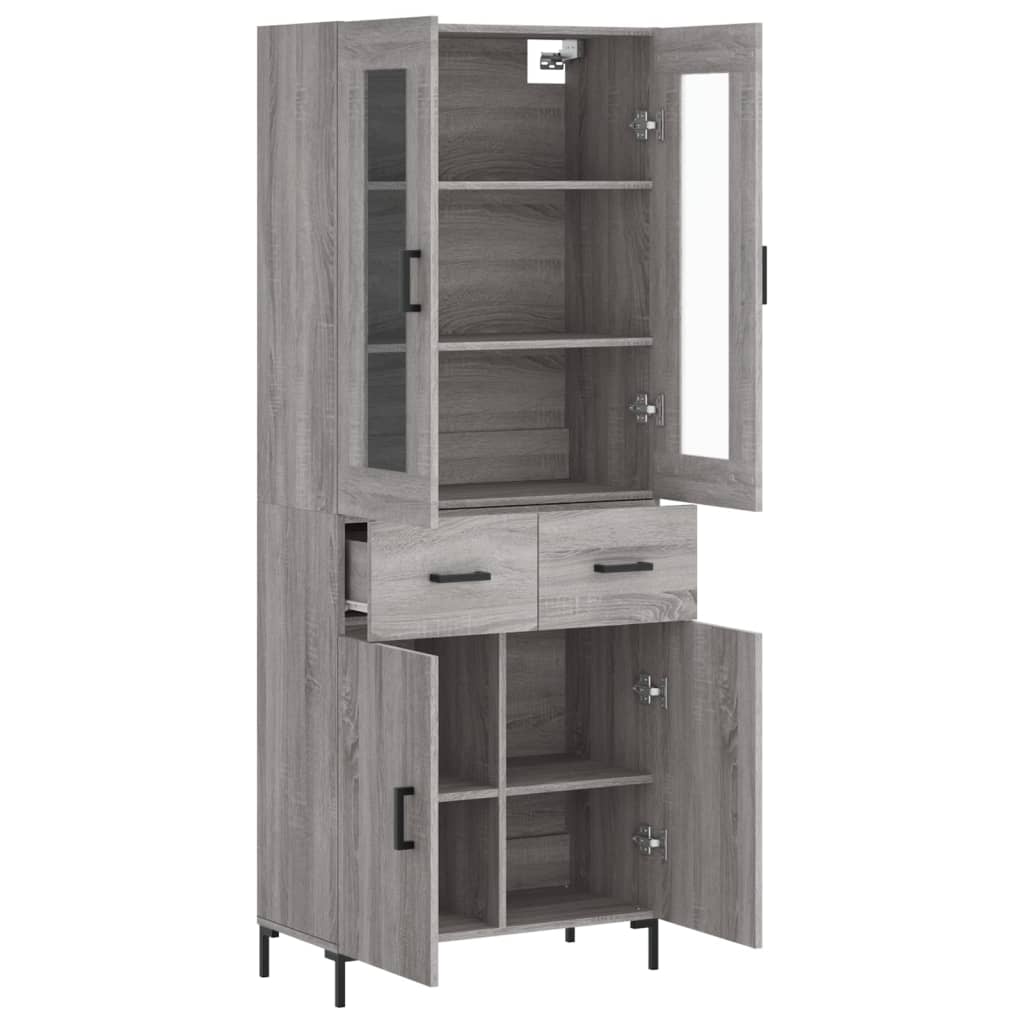 vidaXL Witrynka szary dąb sonoma 69,5x34x180cm materiał drewnopochodny