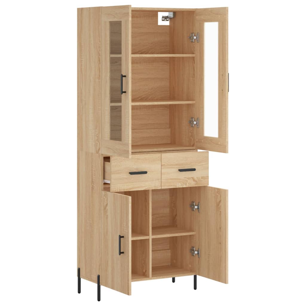 vidaXL Witrynka, dąb sonoma, 69,5x34x180 cm, materiał drewnopochodny