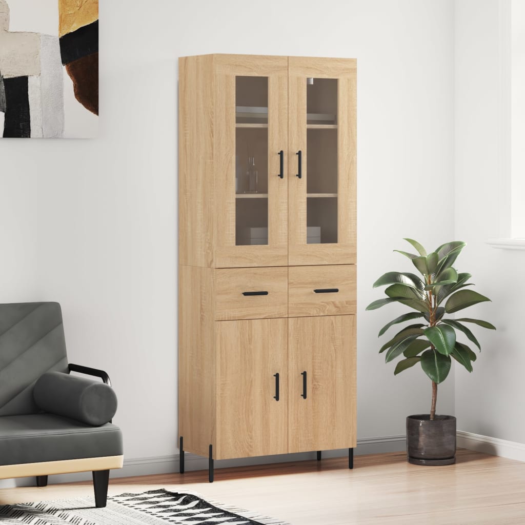 vidaXL Witrynka, dąb sonoma, 69,5x34x180 cm, materiał drewnopochodny