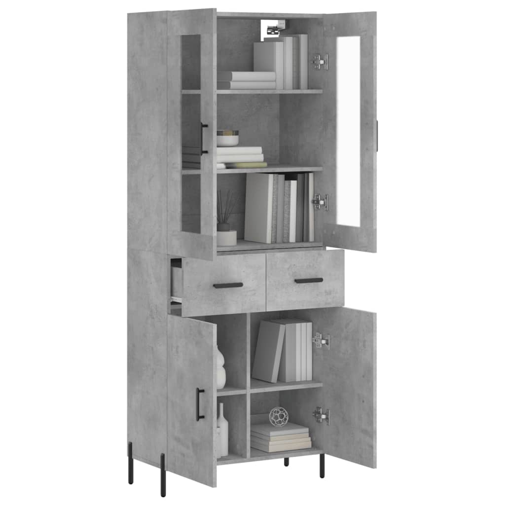 vidaXL Witrynka, szarość betonu 69,5x34x180 cm materiał drewnopochodny