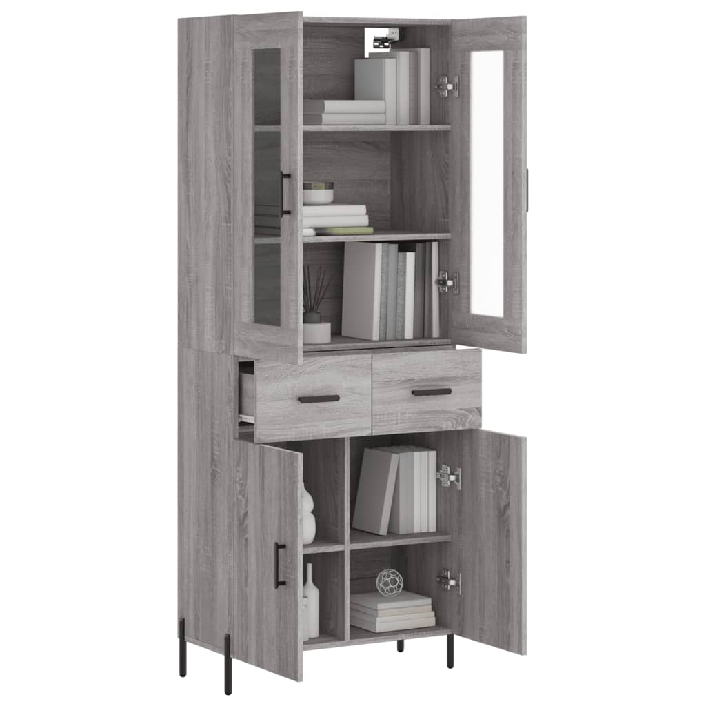 vidaXL Witrynka szary dąb sonoma 69,5x34x180cm materiał drewnopochodny