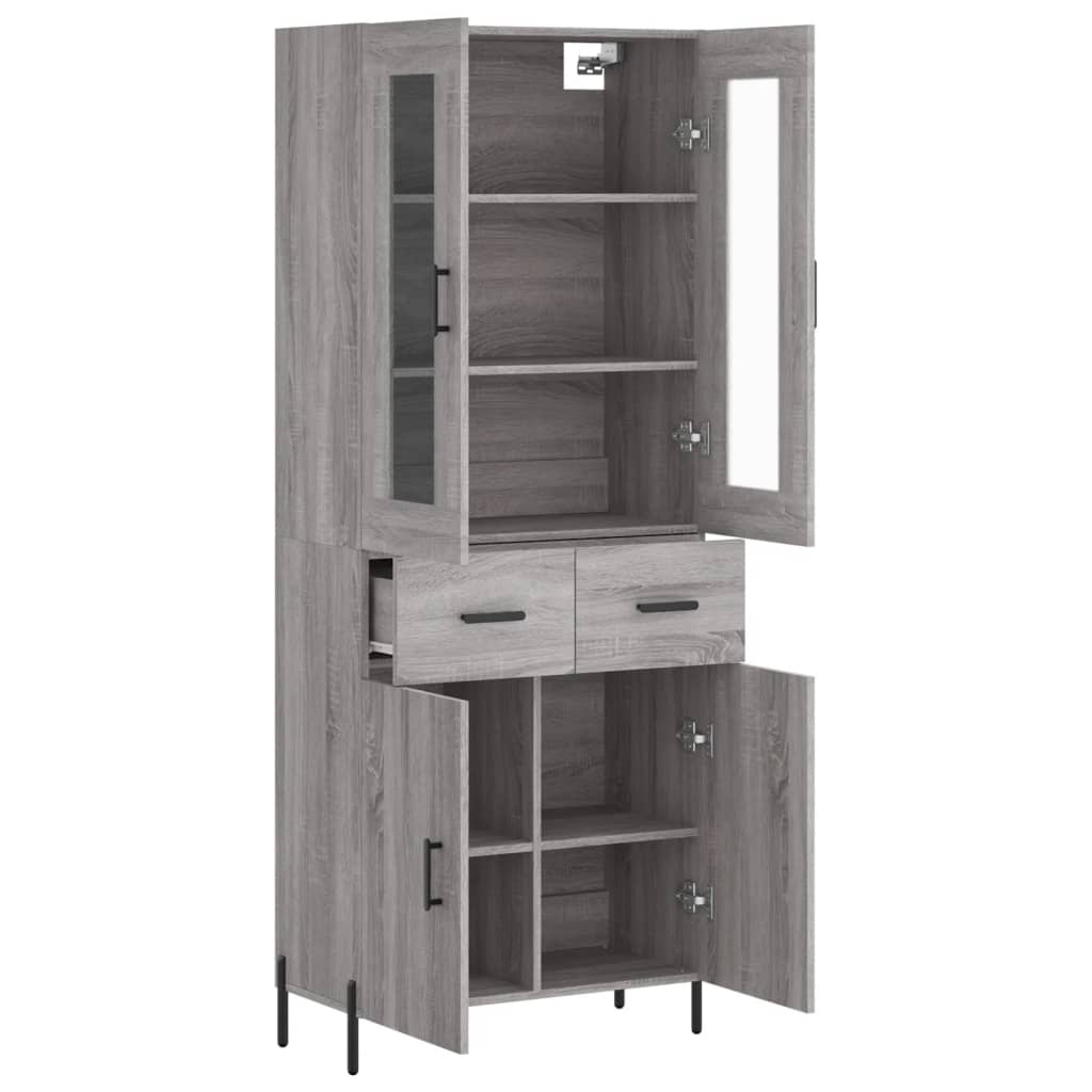 vidaXL Witrynka szary dąb sonoma 69,5x34x180cm materiał drewnopochodny
