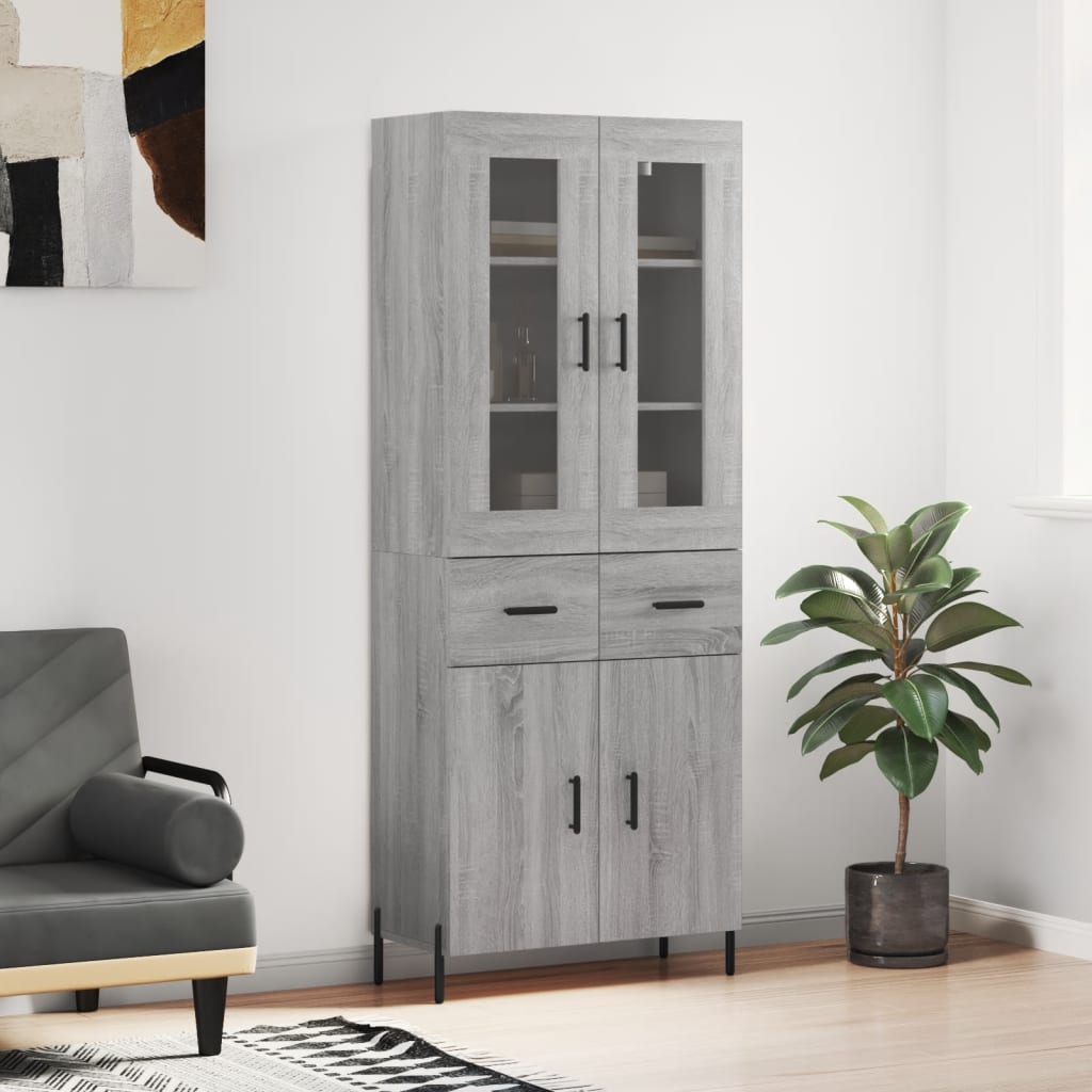 vidaXL Witrynka szary dąb sonoma 69,5x34x180cm materiał drewnopochodny