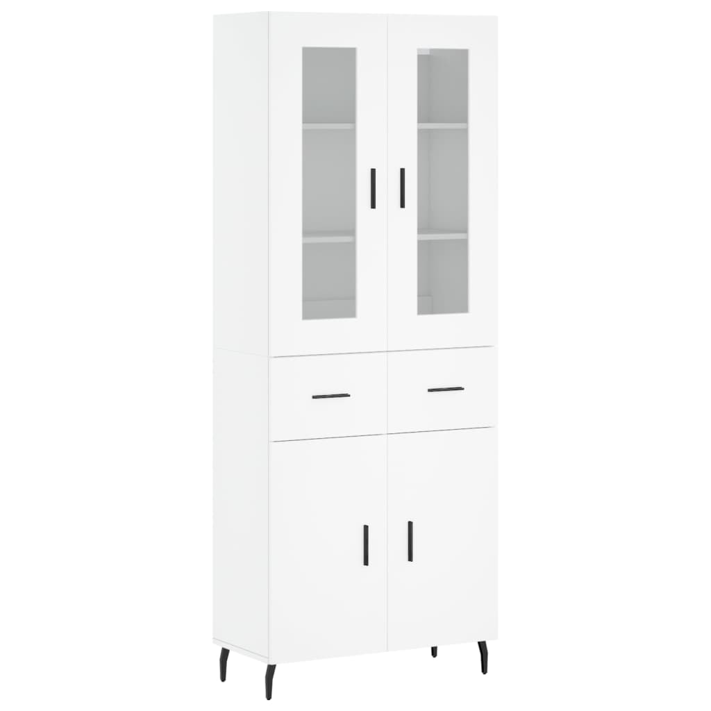 vidaXL Witrynka, biała, 69,5x34x180 cm, materiał drewnopochodny