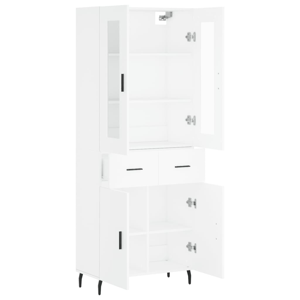 vidaXL Witrynka, biała, 69,5x34x180 cm, materiał drewnopochodny