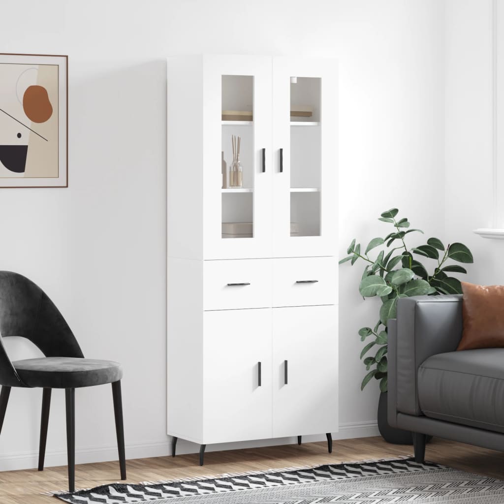 vidaXL Witrynka, biała, 69,5x34x180 cm, materiał drewnopochodny