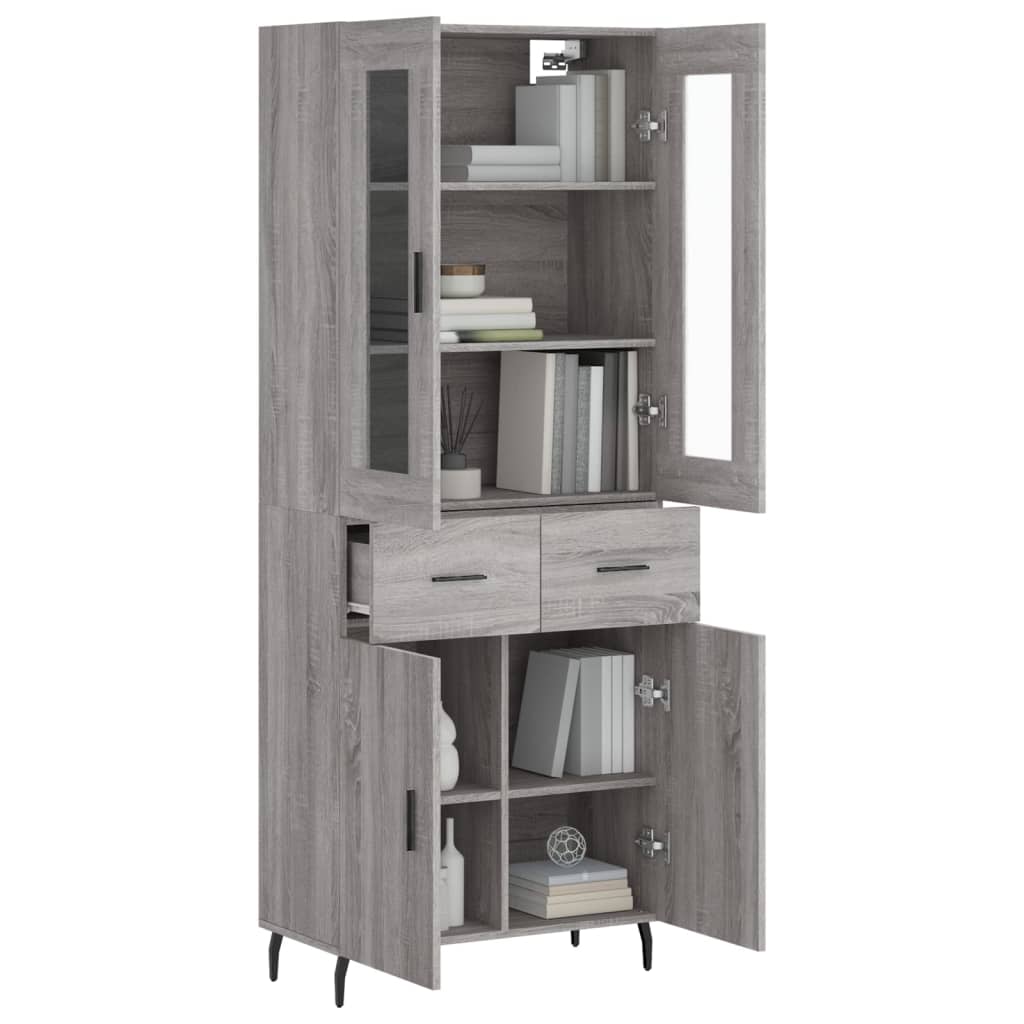 vidaXL Witrynka szary dąb sonoma 69,5x34x180cm materiał drewnopochodny