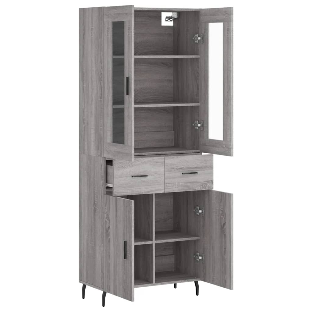 vidaXL Witrynka szary dąb sonoma 69,5x34x180cm materiał drewnopochodny