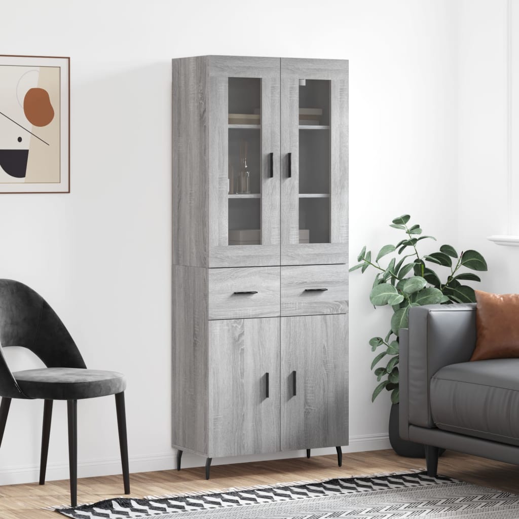 vidaXL Witrynka szary dąb sonoma 69,5x34x180cm materiał drewnopochodny