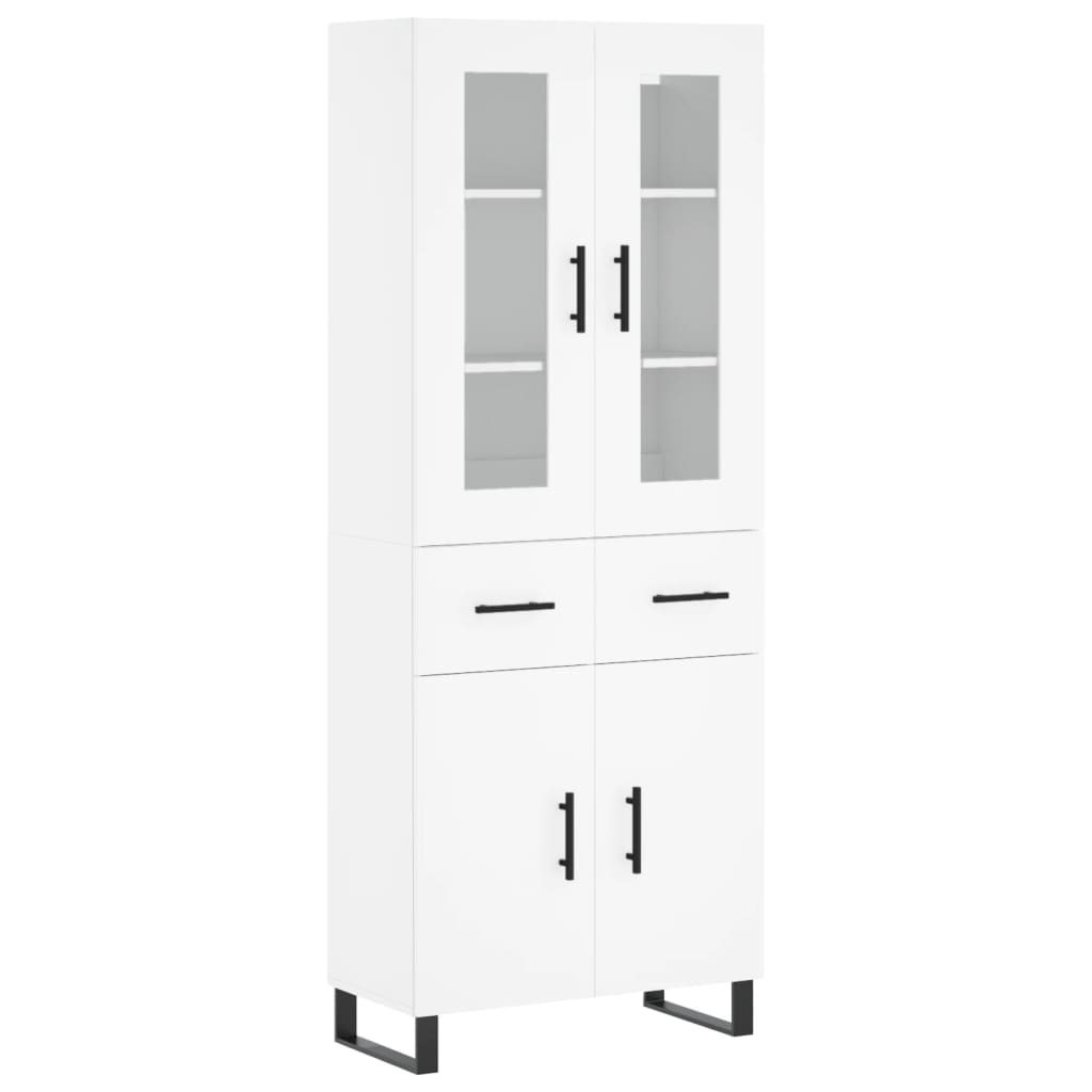 vidaXL Witrynka, biała, 69,5x34x180 cm, materiał drewnopochodny