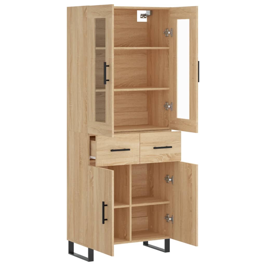 vidaXL Witrynka, dąb sonoma, 69,5x34x180 cm, materiał drewnopochodny