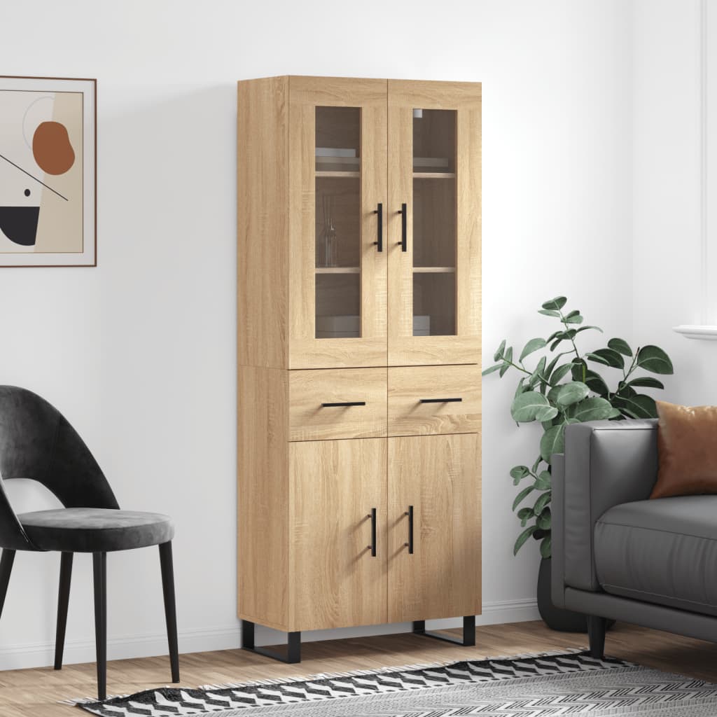 vidaXL Witrynka, dąb sonoma, 69,5x34x180 cm, materiał drewnopochodny