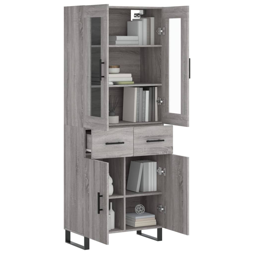 vidaXL Witrynka szary dąb sonoma 69,5x34x180cm materiał drewnopochodny