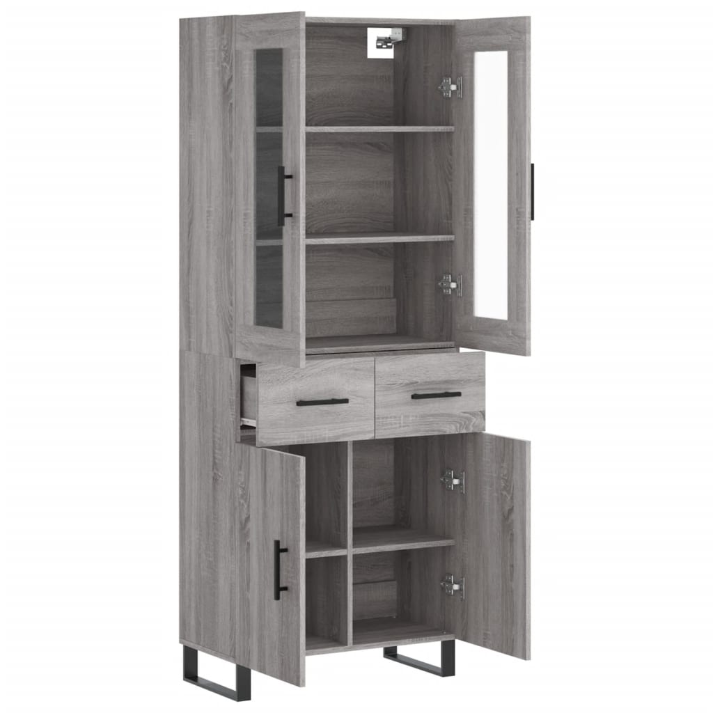 vidaXL Witrynka szary dąb sonoma 69,5x34x180cm materiał drewnopochodny