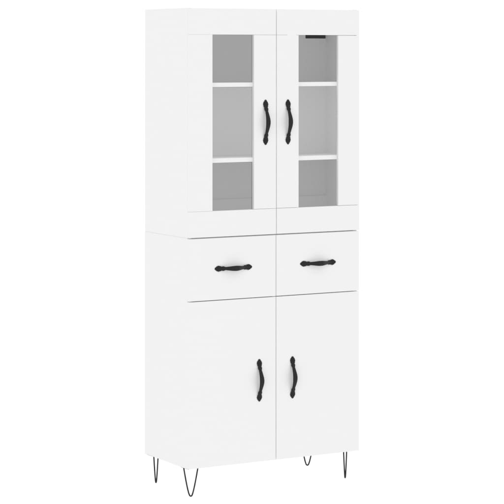 vidaXL Witrynka, biała, 69,5x34x180 cm, materiał drewnopochodny