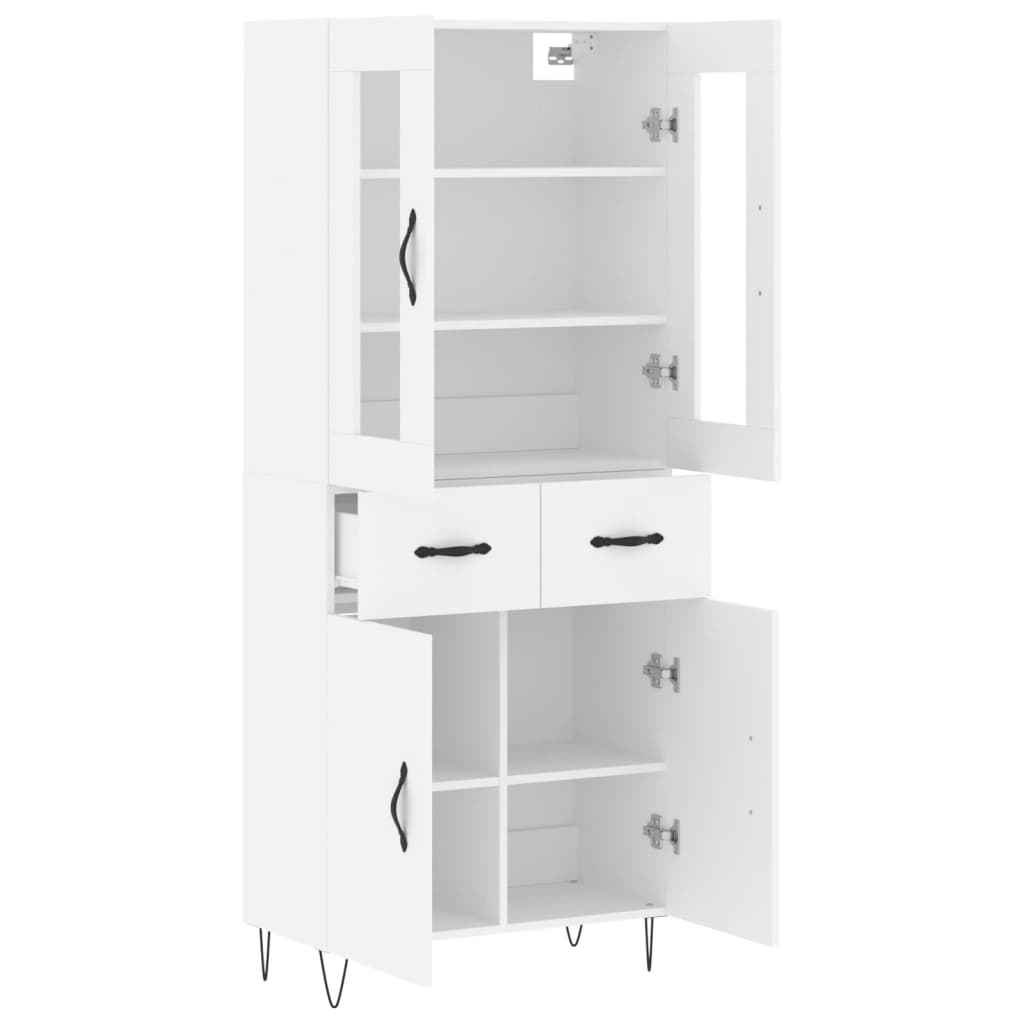 vidaXL Witrynka, biała, 69,5x34x180 cm, materiał drewnopochodny