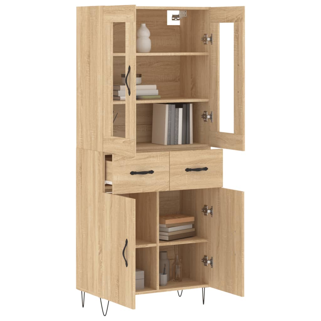 vidaXL Witrynka, dąb sonoma, 69,5x34x180 cm, materiał drewnopochodny