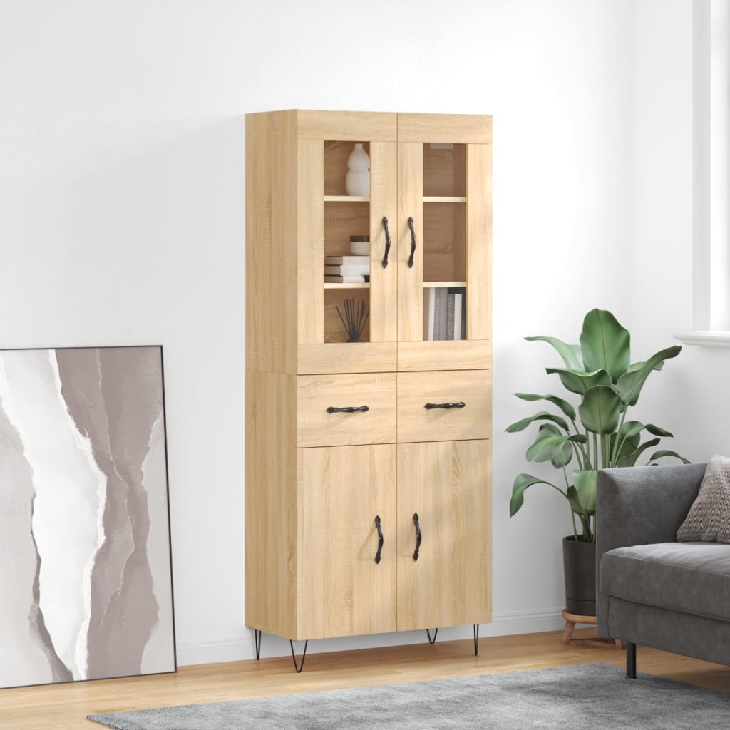 vidaXL Witrynka, dąb sonoma, 69,5x34x180 cm, materiał drewnopochodny