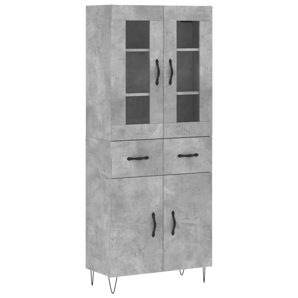 vidaXL Witrynka, szarość betonu 69,5x34x180 cm materiał drewnopochodny