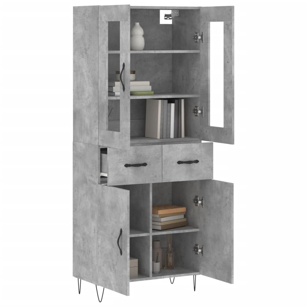 vidaXL Witrynka, szarość betonu 69,5x34x180 cm materiał drewnopochodny