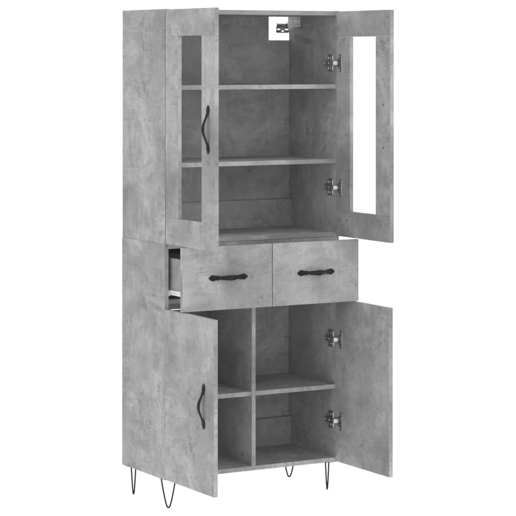 vidaXL Witrynka, szarość betonu 69,5x34x180 cm materiał drewnopochodny