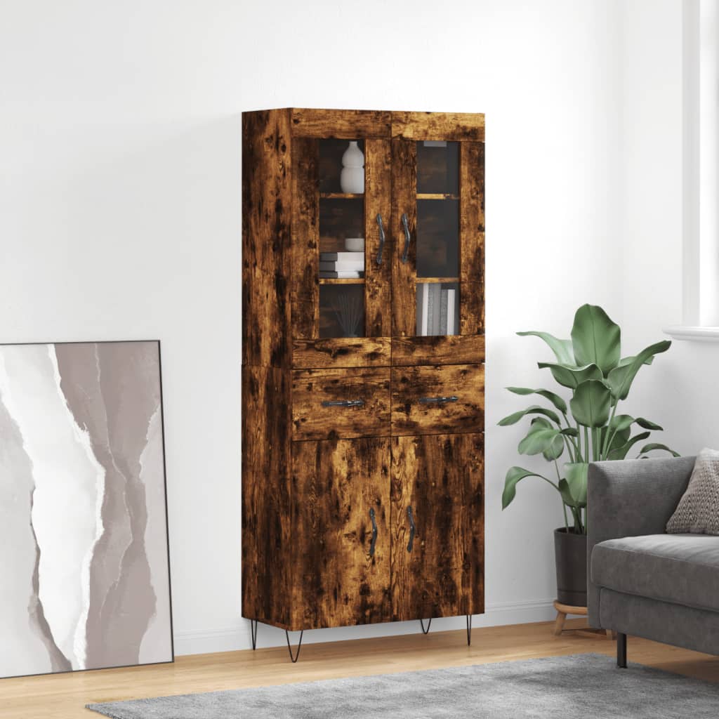 vidaXL Witrynka przydymiony dąb 69,5x34x180 cm materiał drewnopochodny