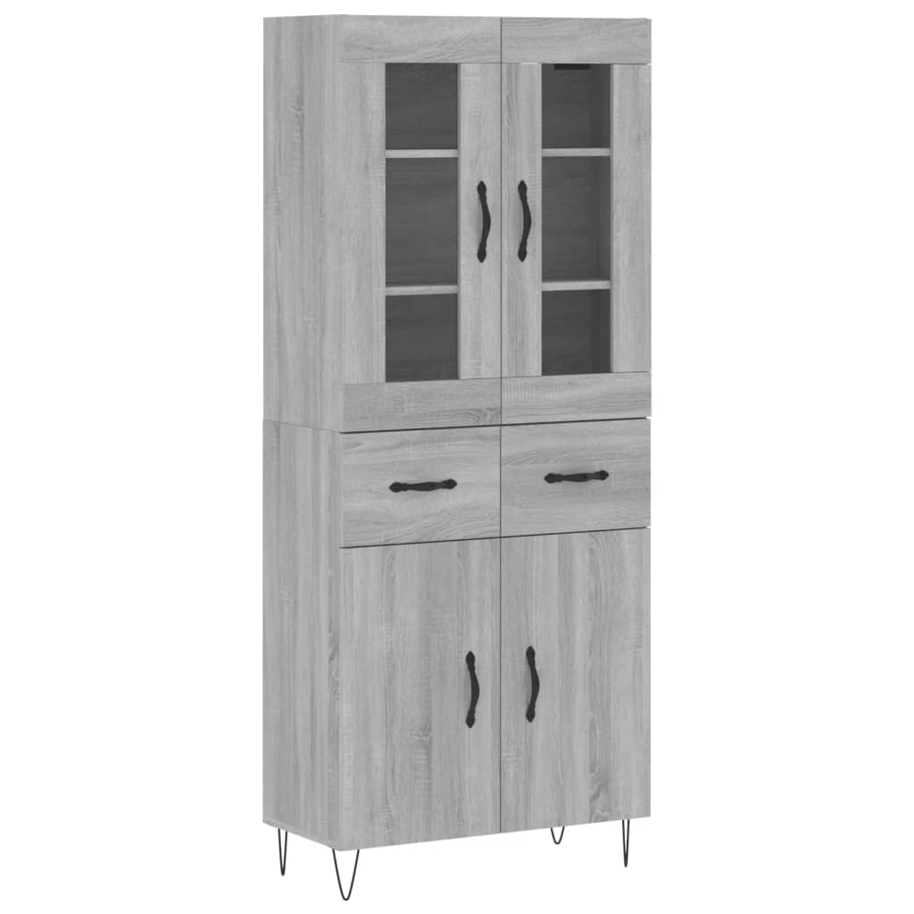 vidaXL Witrynka szary dąb sonoma 69,5x34x180cm materiał drewnopochodny