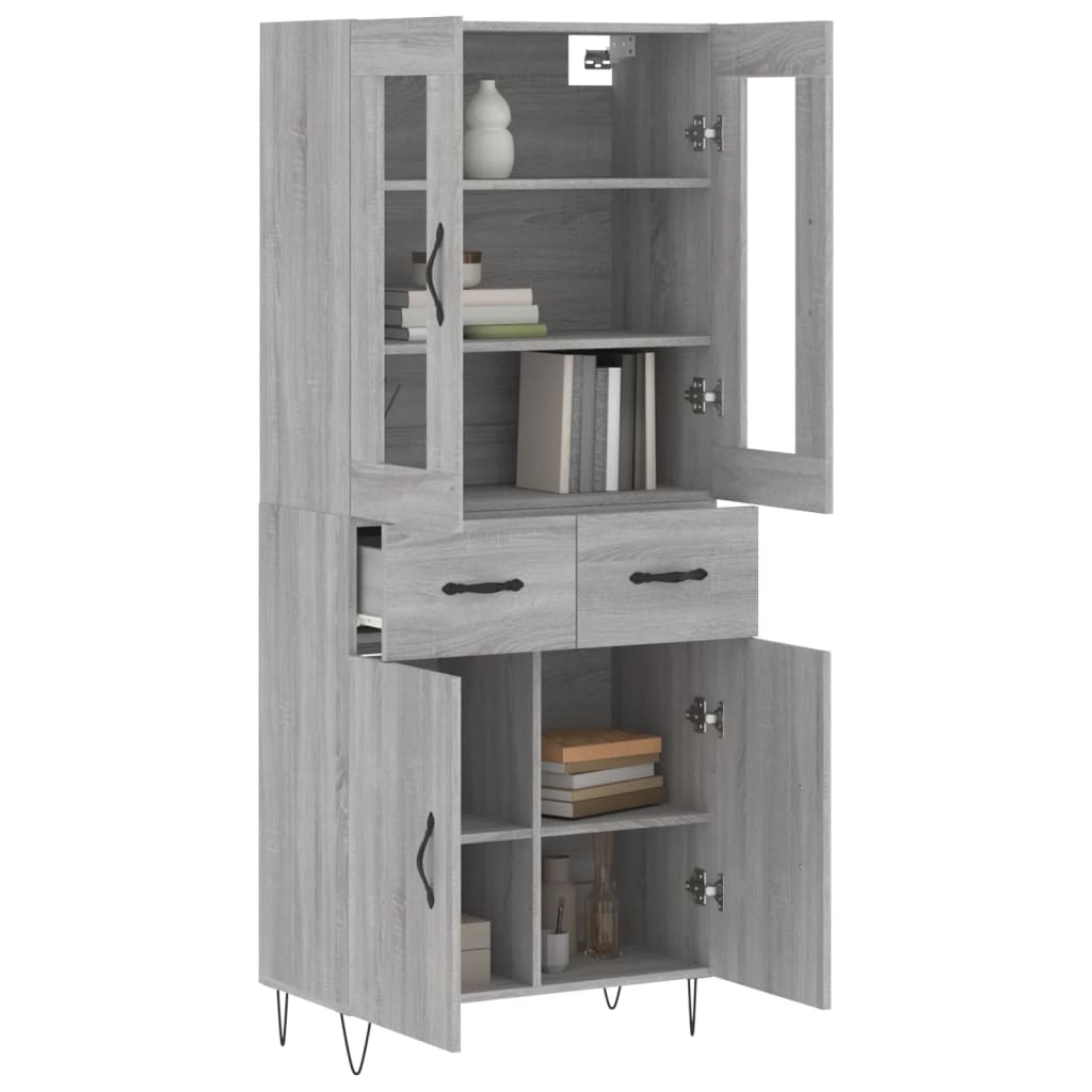 vidaXL Witrynka szary dąb sonoma 69,5x34x180cm materiał drewnopochodny