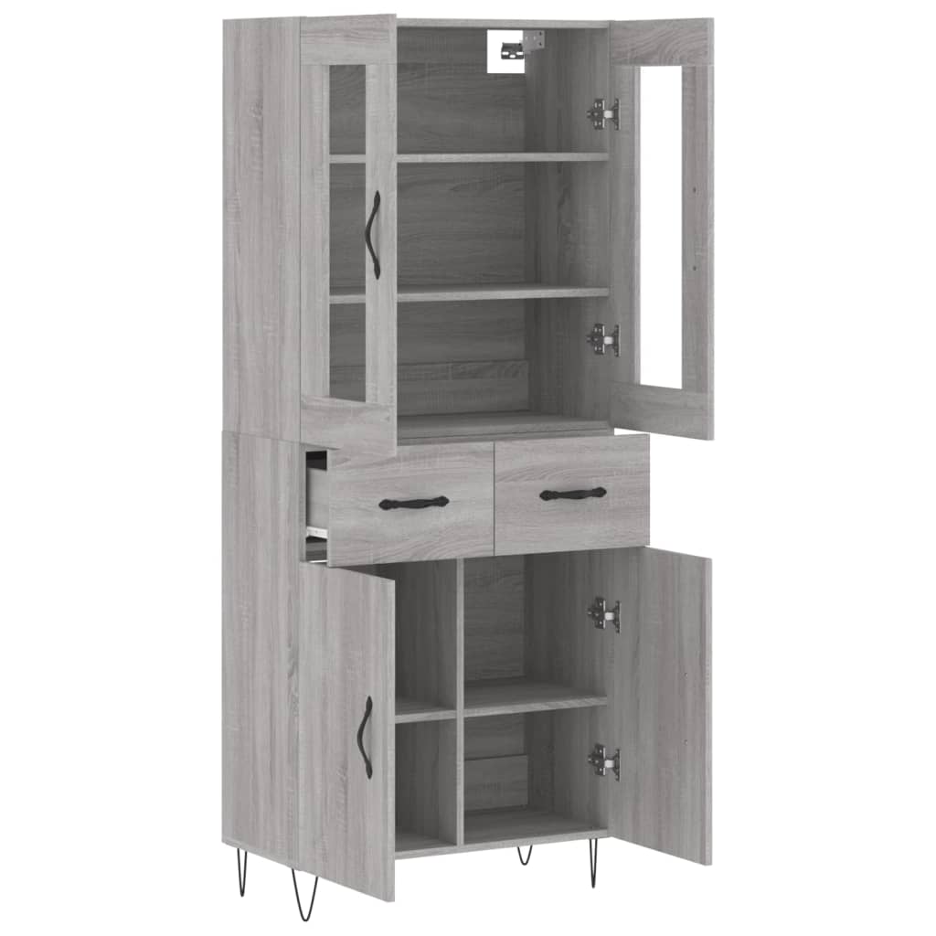 vidaXL Witrynka szary dąb sonoma 69,5x34x180cm materiał drewnopochodny