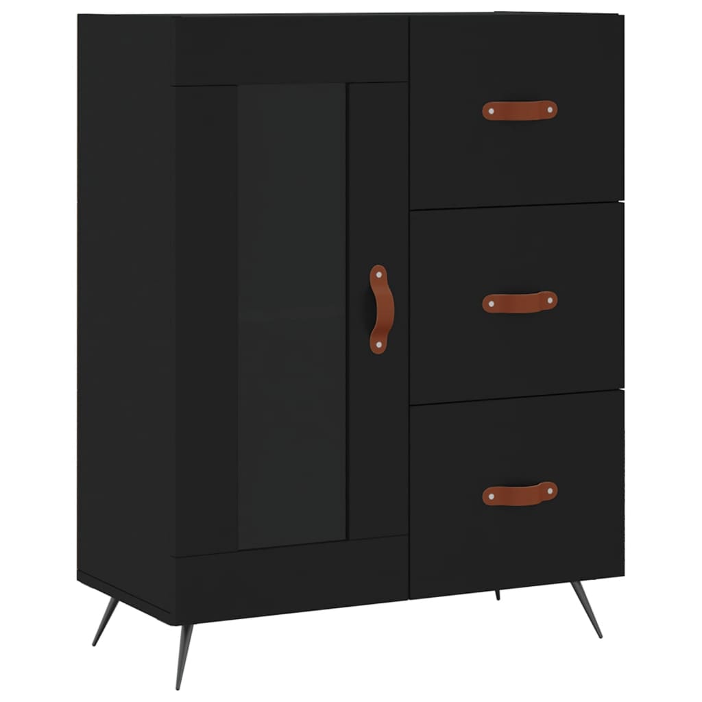 vidaXL Witrynka, czarna, 69,5x34x180 cm, materiał drewnopochodny
