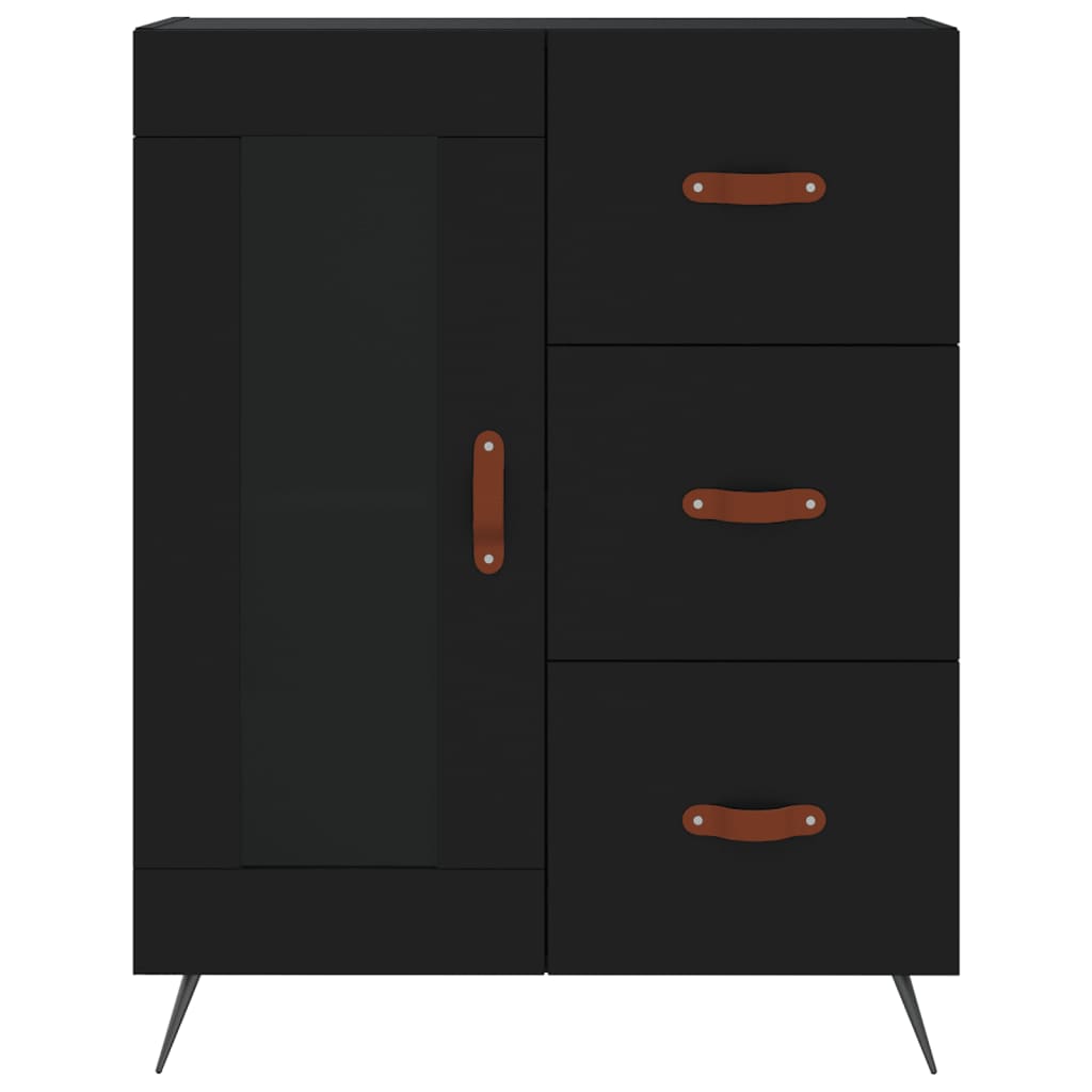 vidaXL Witrynka, czarna, 69,5x34x180 cm, materiał drewnopochodny