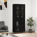 vidaXL Witrynka, czarna, 69,5x34x180 cm, materiał drewnopochodny