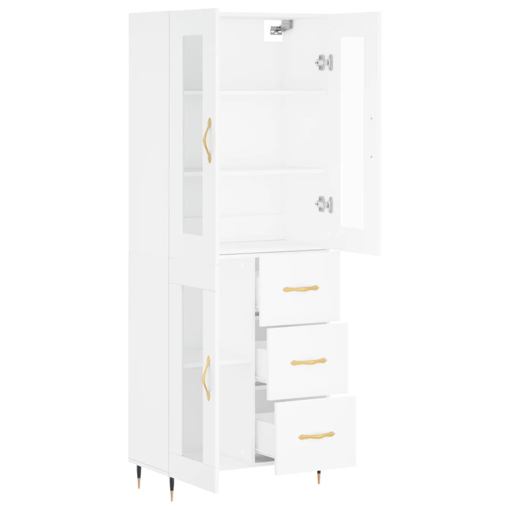 vidaXL Witrynka, biała, 69,5x34x180 cm, materiał drewnopochodny