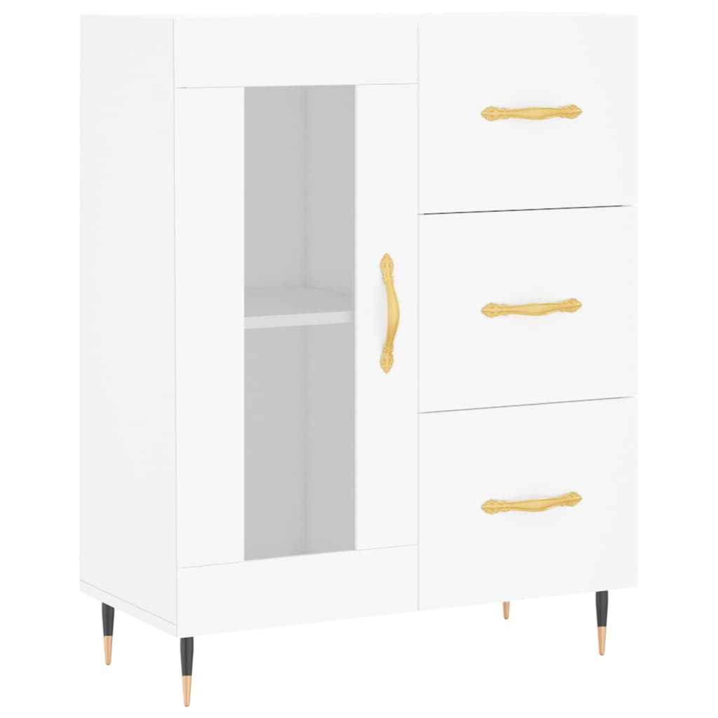 vidaXL Witrynka, biała, 69,5x34x180 cm, materiał drewnopochodny