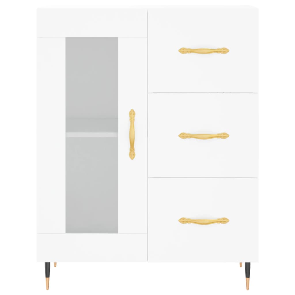 vidaXL Witrynka, biała, 69,5x34x180 cm, materiał drewnopochodny