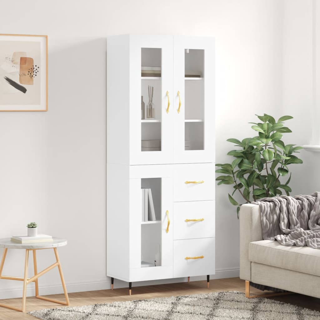 vidaXL Witrynka, biała, 69,5x34x180 cm, materiał drewnopochodny