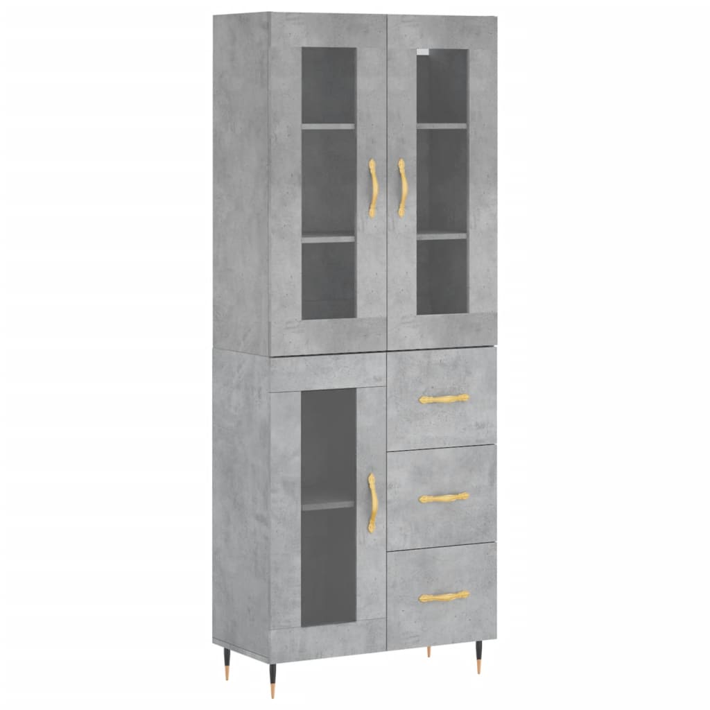 vidaXL Witrynka, szarość betonu 69,5x34x180 cm materiał drewnopochodny