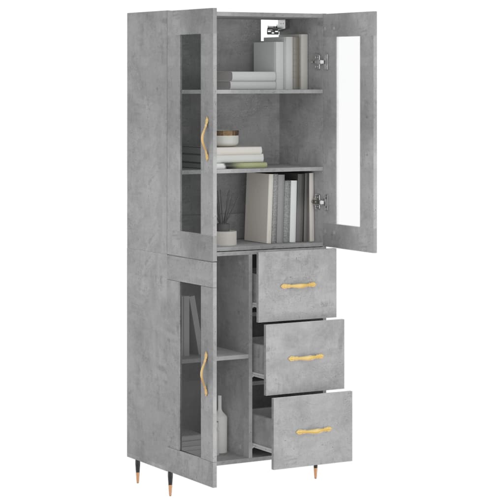 vidaXL Witrynka, szarość betonu 69,5x34x180 cm materiał drewnopochodny